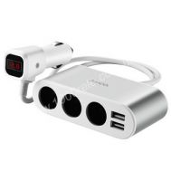  Тройник прикуривателя +2USB+вольтметр, фото 1
